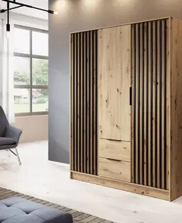 Šatníkové skrine ArtPS Šatníková skriňa KELLY 3D bez zrkadla | dub artisan