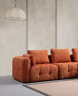 Sedacie súpravy Rohová sedacia súprava / Rohová pohovka Amaris 3 Seater With Pouffe - Orange