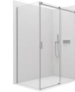 Sprchovacie kúty CERANO - Sprchovací kút Santoro Ľ/P - 8 mm - chróm, transparentné sklo - 130x100x195 - posuvný CER-8050BD7357