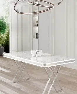 Jedálenské stoly Jedálenský stôl Vals - White Marble, Chrome