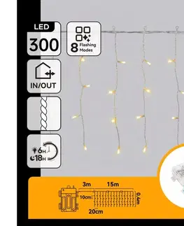 LED osvetlenie  B.V.  - Vonkajšia vianočná LED reťaz 300xLED/8 funkcií 18x0,4m IP44 teplá biela B10303K3P