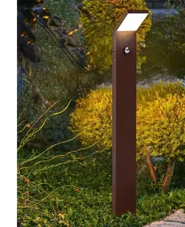 Záhradné lampy BRILAGI - LED vonkajšie svietidlo so senzorom RIANO LED/8W/230V hnedé IP65 80 cm WO-HR60143-800-OEM-RUST