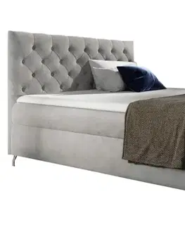 Postele KONDELA Guliette 200 boxspringová manželská posteľ svetlosivá (Velvet)