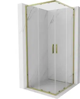 Sprchovacie kúty MEXEN - Exo štvorcový posuvný sprchovací kút 95 x 95, transparent, zlato 8111-095-095-50-00