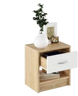Nočné stolíky KONDELA Nea 2 New nočný stolík dub sonoma / biela