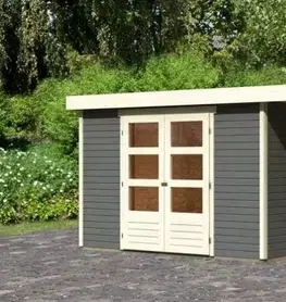 Drevené Drevený záhradný domček ASKOLA 5 s prístavkom 280 Lanitplast
