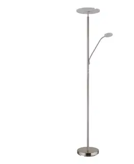 Lampy Globo 59093N - LED stmievateľná stojacia lampa STANFORD 28W/230V + 5W 3000K, matný chróm 59093N