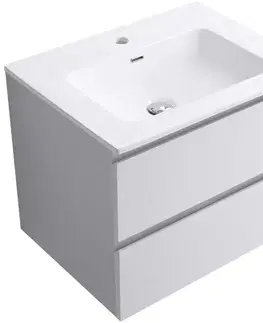 Kúpeľňový nábytok CERANO - Kúpeľňová skrinka Carole - biela matná + keramické umývadlo Novo - biela lesklá - 61x49,5x46,5 CER-979865