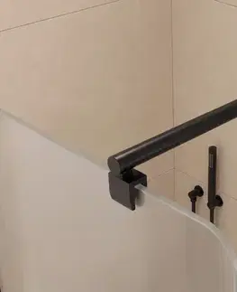 Sprchové dvere CERANO - Sprchová zástena Walk-in Orbis Round - Ľavá - 8 mm - guľatá vzpera - čierna matná, mliečne sklo - 120x200 CER-682126