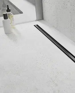 Sprchovacie kúty MEXEN - Flat 360° Slim podlahový žľab 130, čierna 1741130