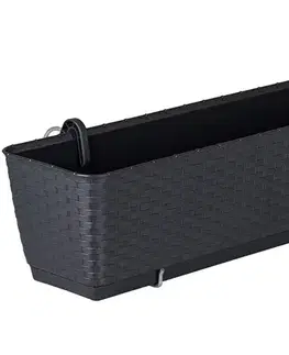 Kvetináče a truhlíky NABBI DRL600PW plastový balkónový kvetináč 59 cm antracit