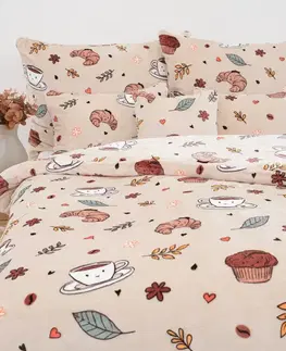 Obliečky MKLozkoviny.sk Obliečky mikroplyš Exclusive – Jesenná káva - 140 × 200 cm - 70 x 90 cm