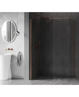 Sprchové dvere MEXEN/S - Kyoto-X Sprchová zástena WALK-IN 120 x 120, transparent 10 mm, meď kartáčovaná 800-120-202-65-00-120-X