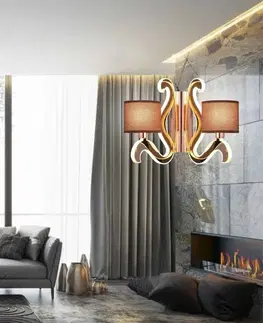 Nástenné svetlá Medená dvojitá nástenná lampa E14 LED osvetlenie rameno Ambrosia