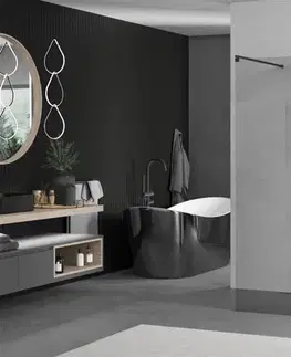 Sprchové dvere MEXEN/S - Kioto Sprchová zástena WALK-IN voľne stojaca 105 x 200, transparent 8 mm, čierna 800-105-002-70-00