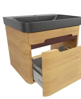 Kúpeľňový nábytok Kúpeľňová skrinka s umývadlom SAT Fusion 57,5x43x45 cm dub medový mat SATFUSION60DMBKM SATFUSION60DMBKM