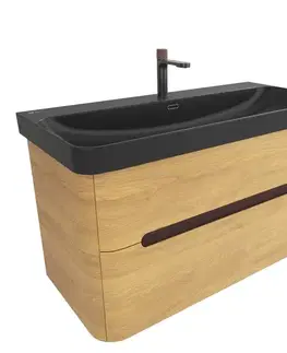 Kúpeľňový nábytok Kúpeľňová skrinka s umývadlom SAT Fusion 97,5x53x45 cm dub medový mat SATFUS2100DMBKMB SATFUS2100DMBKMB