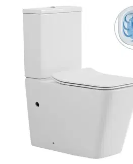 Záchody CERANO - WC kombi Forte, Rimless + Slim/UF sedátko - spodný/zadný odpad - biela lesklá - 64x36 CER-538765