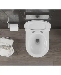 Záchody MEXEN/S - Carmen Závesná WC misa Rimless Tornado vrátane sedátka s slow slim, duroplast, biela lesk 30880100T