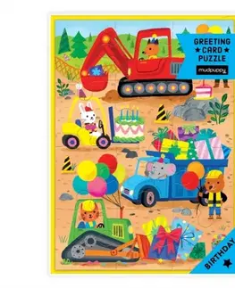 Nalepovačky, vystrihovačky, skladačky Construction Site Birthday Greeting Card Puzzle - Mudpuppy