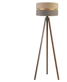 Lampy  - Stojacia lampa DUO 1xE27/60W/230V pr. 44 cm béžová/šedá/wenge AS0462+DU83549