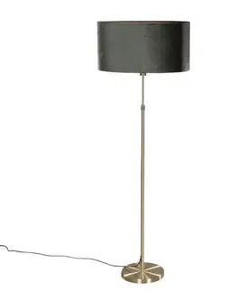 Stojace lampy Stojacia lampa zlatá s oválnym zamatovým tienidlom zelená 50 cm - Parte