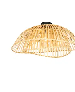 Stropné osvetlenie Orientálne stropné svietidlo čierne s prírodným bambusom 62 cm - Pua