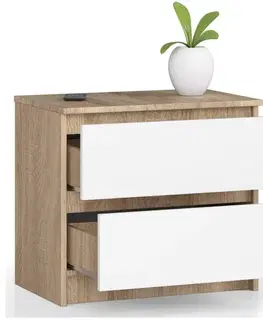 Nočné stolíky Dizajnový nočný stolík KARIN60, dub Sonoma / biely