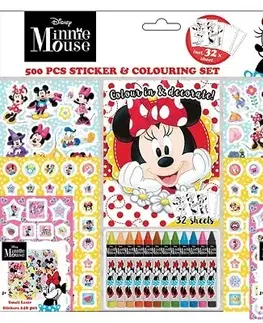 Nalepovačky, vystrihovačky, skladačky Samolepkový set s maľovankami a voskovkami 500 ks - Minnie