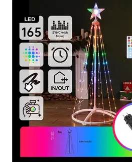 Vianočné dekorácie  B.V.  - LED RGBICW Vonkajšia vianočná dekorácia 165xLED/230V 1,8m IP44 + DO S104033W4