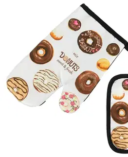 Chňapky MAKRO - Chňapka sada 2ks, rukavica a podložka, DONUTS