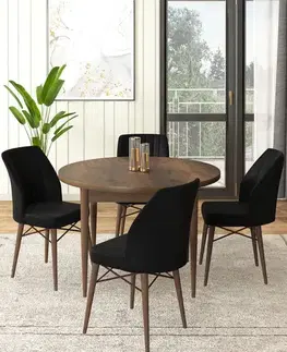 Jedálenské sety Dining Table & Chairs Set (5 Pieces) Rox - Baroque, Black