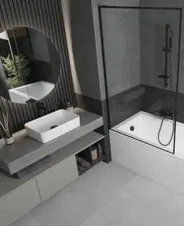 Sprchové dvere MEXEN/S - Next L vaňová zástena FIX 100 x 150, čierna vzor, čierna 895-100-000-03-70-70