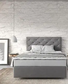 Postele Boxspring DELIFE Boxspring posteľ Dream-Great 120x200 cm mikrovlákno sivá s matracom a topperom