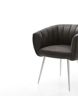 Jedálenské stoličky DELIFE Jedálenská stolička Jada-Flex mikrovlákno antracitová vintage 4-nohá zúžená nerezová oceľ vrecková pružina