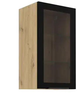 Kuchynské skrinky visiace Vitrína Čierna/Artisan 40gs-72 1f