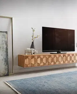 Televízne stolíky DELIFE TV stolík Fevo 200 cm akácia prírodná 4 dvierka závesný
