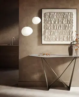 Konzolové stolíky DELIFE Konzolový stolík Edge polygonálny 140×50 cm keramika onyx perla Spios kov titánová farba