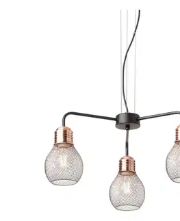 Svietidlá Redo 01-1579 - Luster na lanku EDISON 3xE27/42W/230V, priemer 53 cm, čierna/medená 01-1579