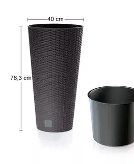 Kvetináče a truhlíky NABBI DRTUS400 vysoký plastový kvetináč 40 cm hnedá