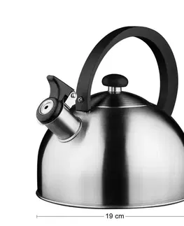 Čajníky NABBI Elif nerezový čajník s píšťalkou 2,5 l nerezová / čierna