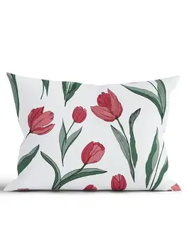 Dekoračné obliečky MKLozkoviny.sk Bavlnená obliečka na vankúš Renforcé 40 × 60 cm – Tulipány-  -
