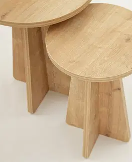 Konferenčné stolíky Súprava odkladacích stolíkov Mushroom Sapphire Oak, 2 ks