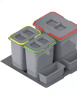 Koše na triedenie odpadkov Nádoba na odpad Praktiko 60 trojdielna (1x15l + 2x7l)