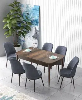 Jedálenské sety Extendable Dining Table & Chairs Set (7 Pieces) Zen - Baroque, Fume