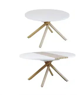 Jedálenské stoly Rozkladací stôl Virgo B10038a-120/160x120cm  biela/prírodný