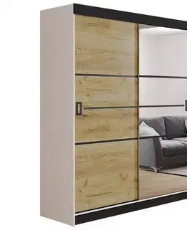 Spálňové šatníkové skrine Skriňa Retro 138 4L Biely / Dvierka zlatý craft