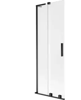 Sprchové dvere MEXEN/S - Velar L dvojkrídlová posuvná vaňová zástena 75 x 150, dekor, čierna 896-075-003-31-70