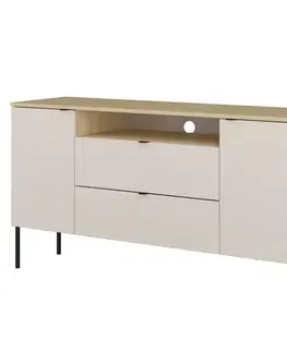 Komody so zásuvkami a dvierkami Komoda 2d2s Ore 26  Dub Lindberg/Kašmír