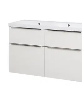 Kúpeľňový nábytok Mereo Mailo, kúpeľňová skrinka s umývadlom z liateho mramoru 121 cm, biela, chróm madlo CN513M